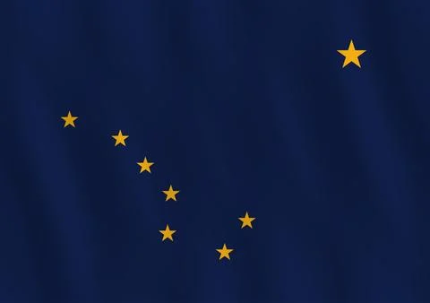 Alaska US state flag with waving effect, official proportion. Stock Illustration