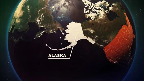 Alaska US State Satellite Map Animation V1 Stock Footage 303581272