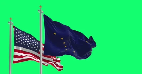 Alaska an USA flags waving isolated on a green background Stock-Footage 231420150