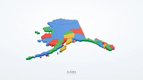 Alaska USA state map 3D animation seamless loop Video stock 341069488