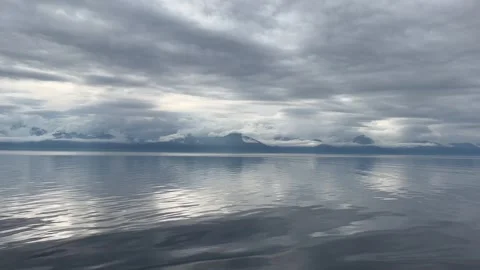 Alaska , view from the ship of beautiful cliffs in the distance Stock Footage 244933026