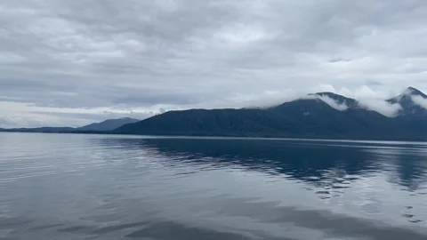 Alaska , view from the ship of beautiful cliffs in the distance Stock Footage 244980738