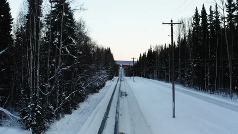 Alaska Winter Highway Stock Footage 196188007