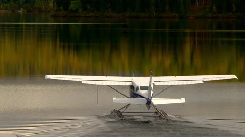 Alaskan bush plane prepares to take off in the fall Stock Footage 40447996
