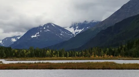 Alaskan Cloudy Mountain Scenic at Tern Lake Video stock 12234667