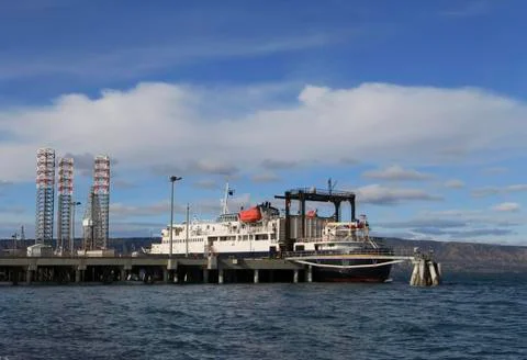 Alaskan ferry at dock Stock Photos
