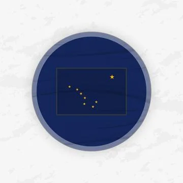 Alaskan Flag in a Circular Emblem Design, Abstract Round Sticker Illustration イラスト素材