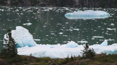 Alaskan Iceberg Floating in Water Stock Footage 33736132