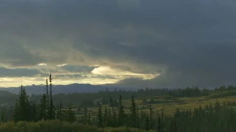 Alaskan Landscape Cloudy Evening Cloud Timelapse fast Stock Footage 11180468