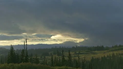 Alaskan Landscape Cloudy Evening Dynamic Timelapse slow Stock Footage 11180639