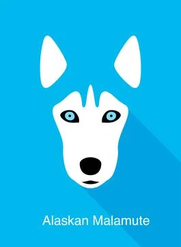 Alaskan Malamute, dog face flat icon design, vector illustration Stock Illustration