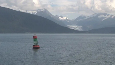Alaskan Mountain with Buoy Stock Footage 85528960