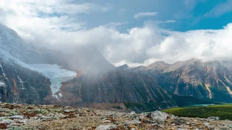 Alaskan Mountain Summit with Snowfall Time Lapse 4K Stock Footage 132468028