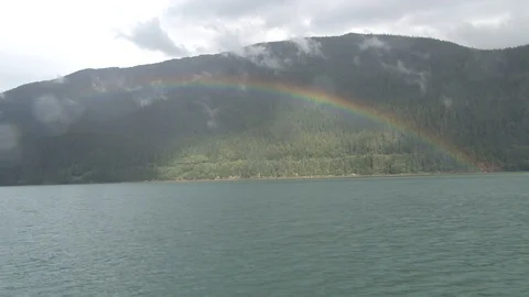 Alaskan Mountains with Rainbow Stock Footage 85532131