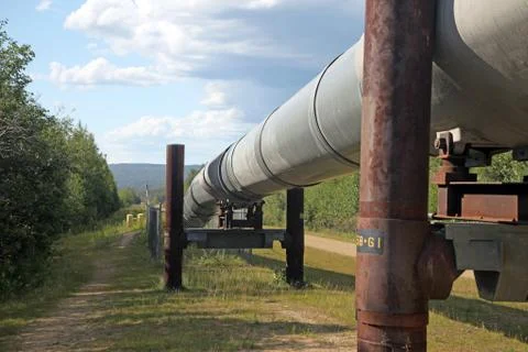 Alaskan oil pipeline Stock Photos