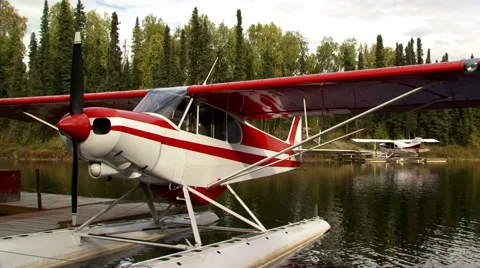 Alaskan plane docked Stock Footage 40238378