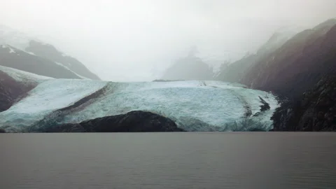 Alaskan Portage Glacier Melting By The Sea Due To Climate Change Stock Footage