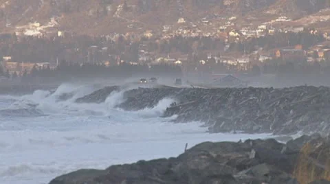 Alaskan Storms - Spit Road 6 Slow Motion Stock Footage