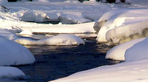 Alaskan stream in the heart of the Alaskan Range during winter Stock Footage 40465821