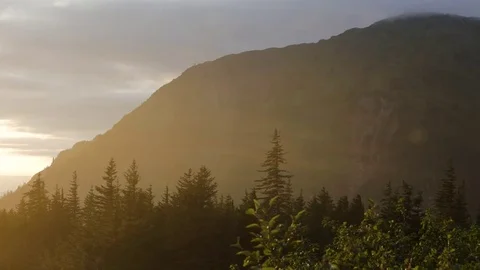 Alaskan Sunset &amp; Mountainside Stock Footage 81558967