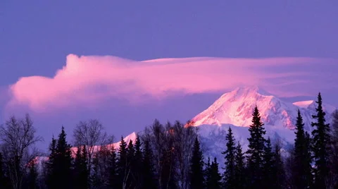 Alaska's Denali mountain in sunset time lapse Stock Footage 40462460