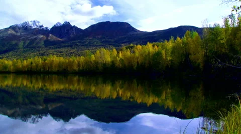 Alaska's Reflection lake  during the summer Stock Footage 40466656