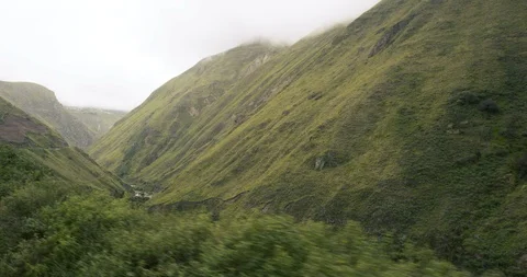 Alausi, Ecuador - March 3 2018: POV mountains passing by from train window Stock Footage 87215585
