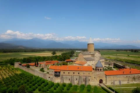Alaverdi Monastery Complex aerial panoramic view in Kakheti, Georgia Stock Photos
