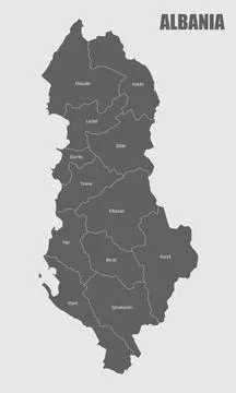 Albania administrative map Stock Illustration