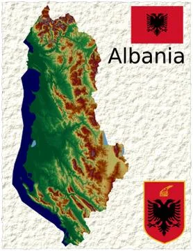 Albania coat map Stock Illustration