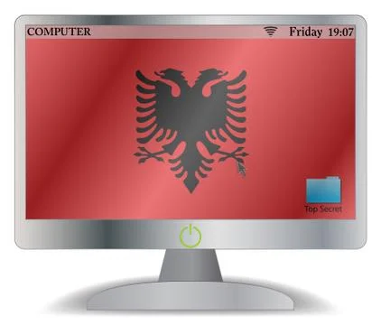 Albania Computer Screen With On Button Stock Illustration