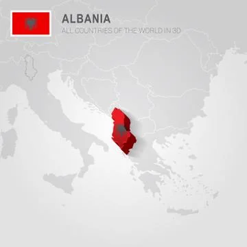 Albania drawn on gray map. Stock Illustration