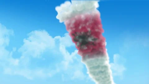 Albania Flag 3D Render Animation Created with Colored Smoke Trails by Aircra Video stock 332246275