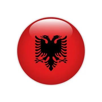 Albania flag on button Illustrazione stock