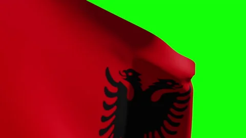 Albania Flag Close Stock Footage