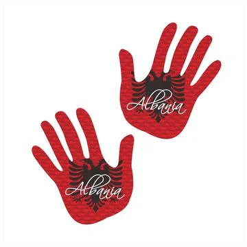Albania flag hand vector Stock Illustration