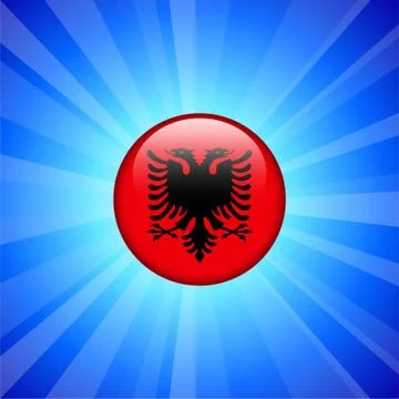 Albania Flag Icon on Internet Button Stock Illustration