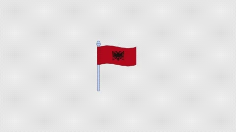 Albania flag rippling on flagpole 2D cartoon clipart animation Stock Footage 341662495