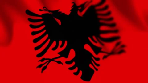 Albania Flag Seamless Loop 4k 60fps on Sky Background Stock Footage 340341843