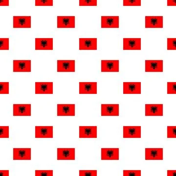 Albania flag seamless pattern on white background Stock Illustration