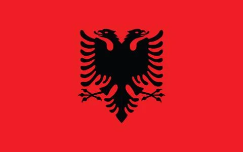 Albania flag vector graphic. Rectangle Albanian flag illustration. Albania co Stock Illustration
