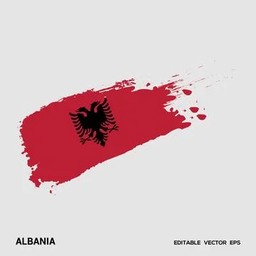 Albania Flag Vector stroke イラスト素材