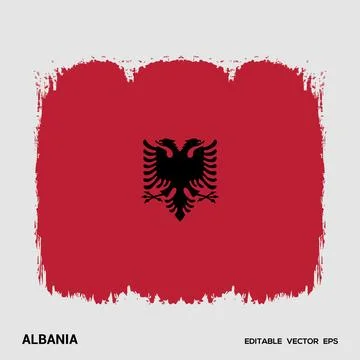 Albania Flag Vector stroke Stock Illustration