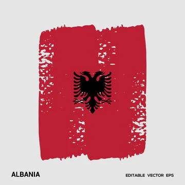 Albania Flag Vector stroke Stock Illustration