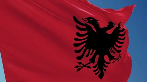 Albania Flag waving. 3d render seamless loop Stock Footage 70862476