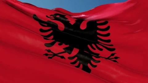 Albania Flag waving. 3d render seamless loop Stock Footage 70863798