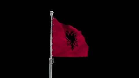Albania Flag Waving in Loop and Textured 3d Rendered Background Stock Footage 282888591