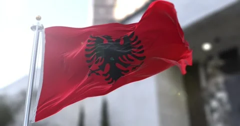 Albania-flag-waving-seamless-loop-4k-60fps Stock Footage 331159167