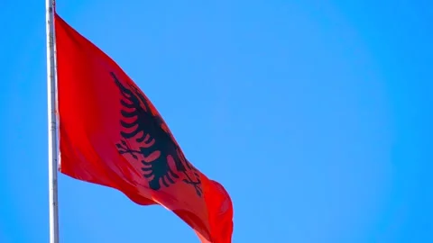 Albania flag waving in the wind Stock-Footage 334039727