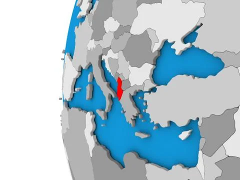 Albania on globe Stock Illustration